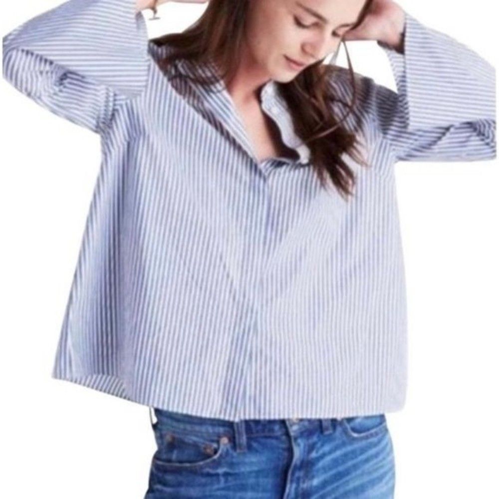 Madewell Striped Button Down Bell Sleeve Top Size XS